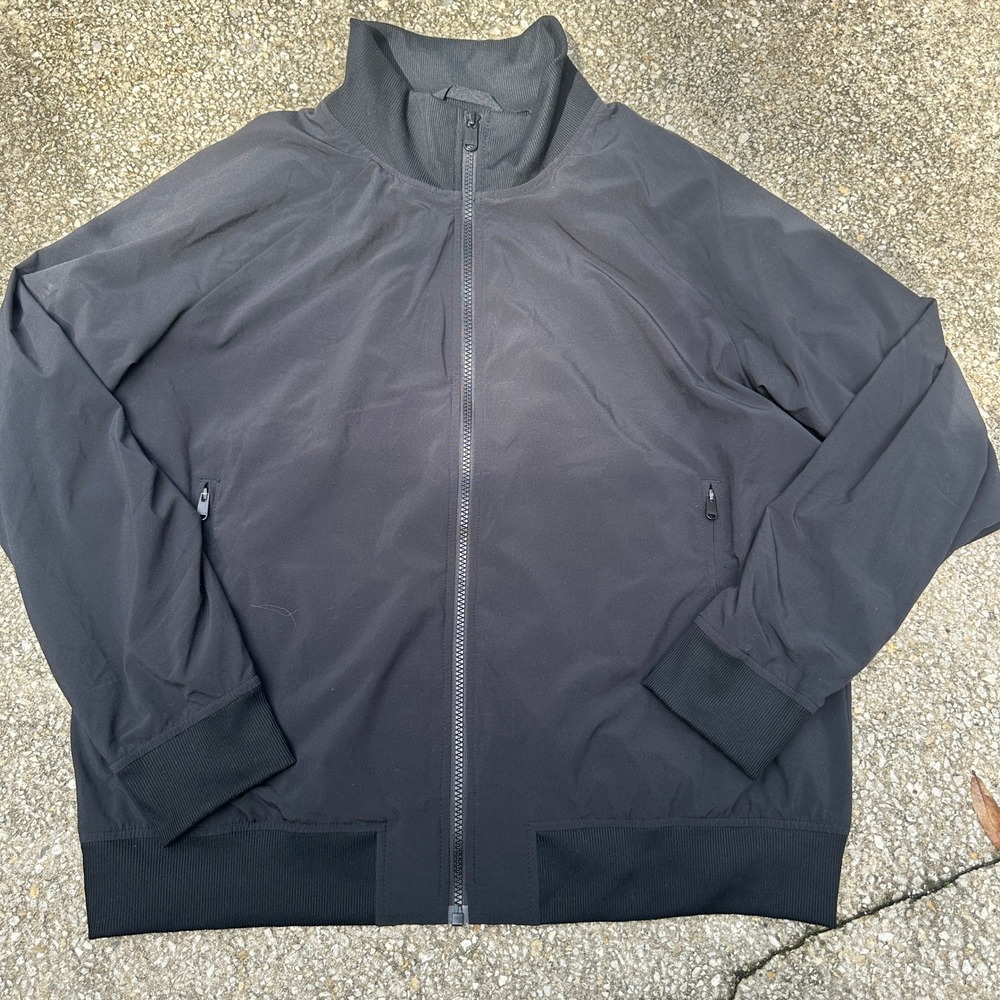 Athleta Brooklyn Bomber Jacket II Black Full Zip Mesh Lined XL Women